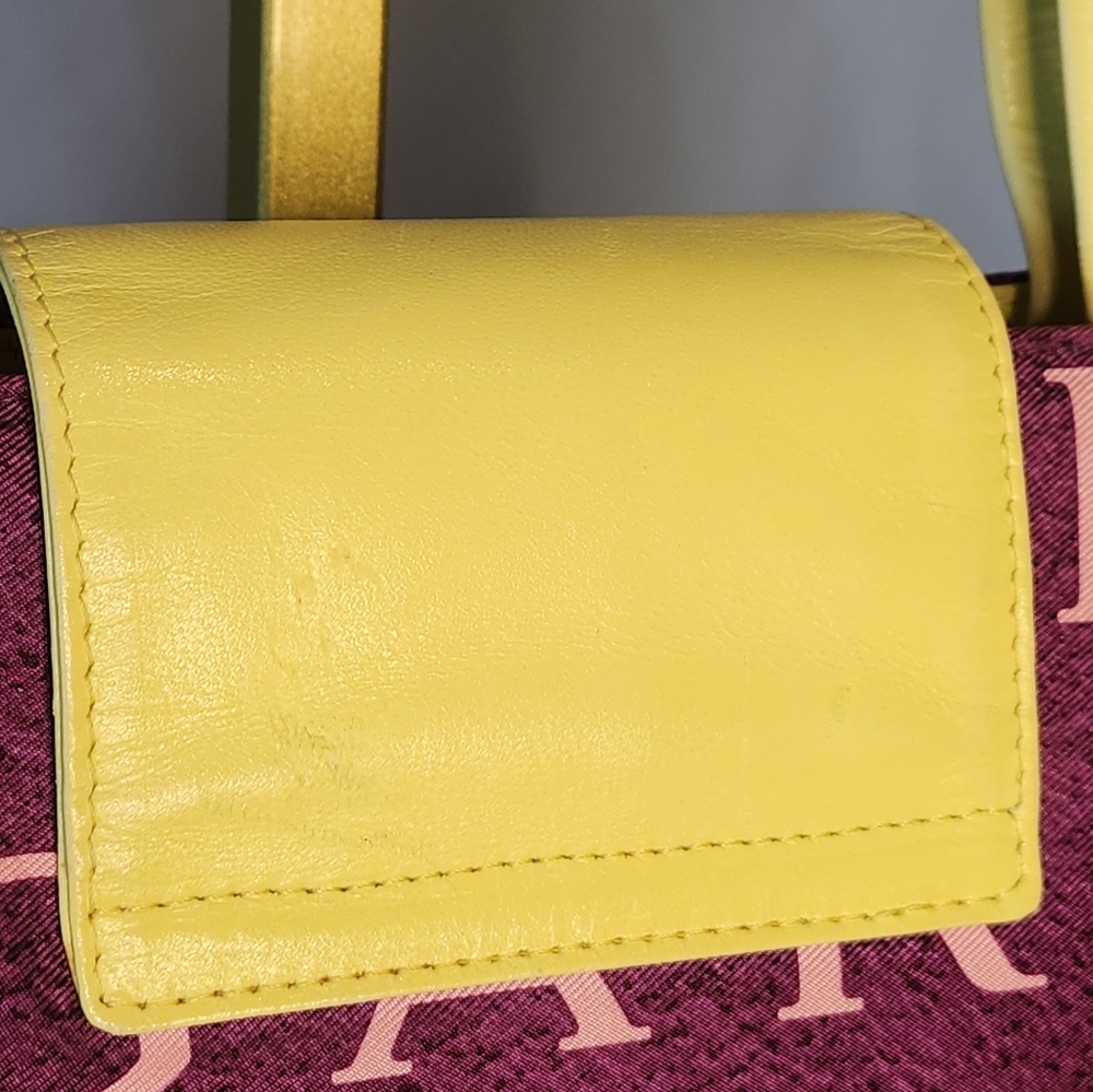 Bvlgari Logo Canvas & Leather Shoulder Bag Purple & Yellow Bulgari - Picture 4 of 16
